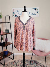 Load image into Gallery viewer, Curvy - Waffle Knit Animal Print Top(Marsala)
